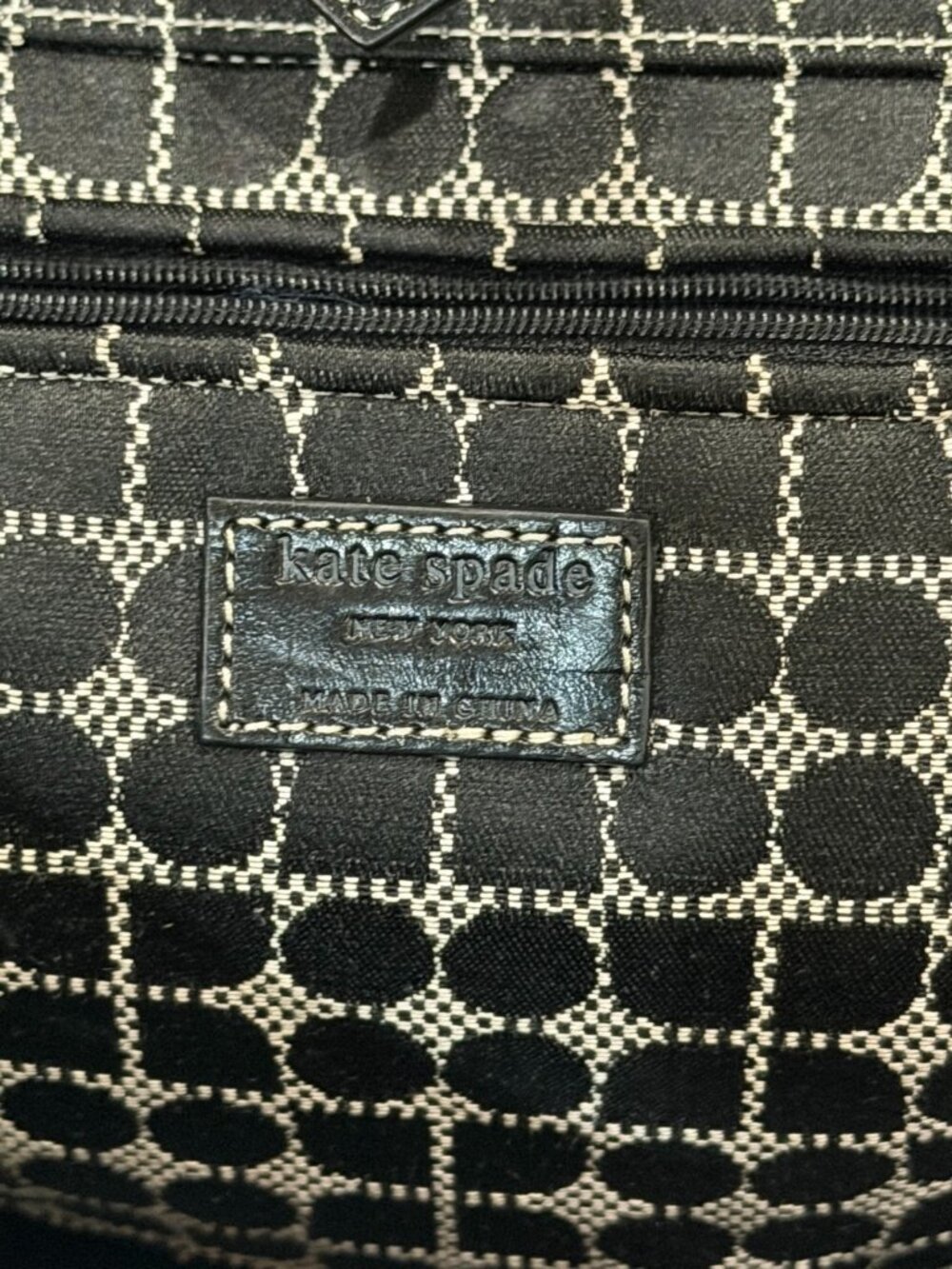 Kate Spade New York Black Beige Geometric Jacquard Classic Print Large Tote Bag - Picture 8 of 16
